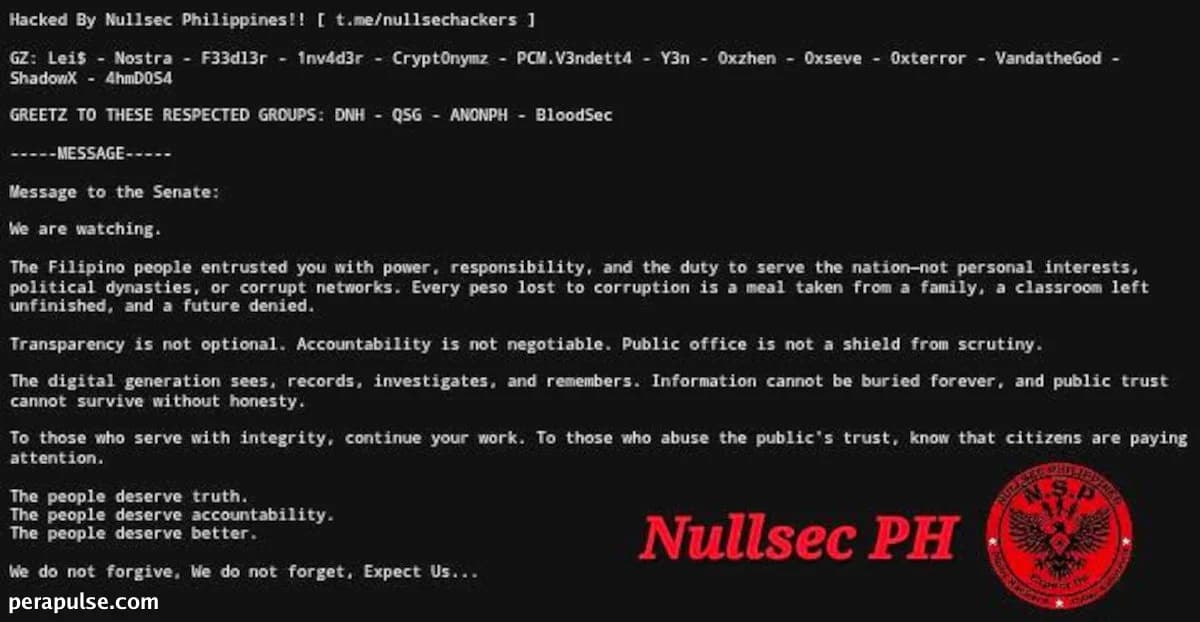 Hacktivist Group Nullsec Claims Senate Website Defacement